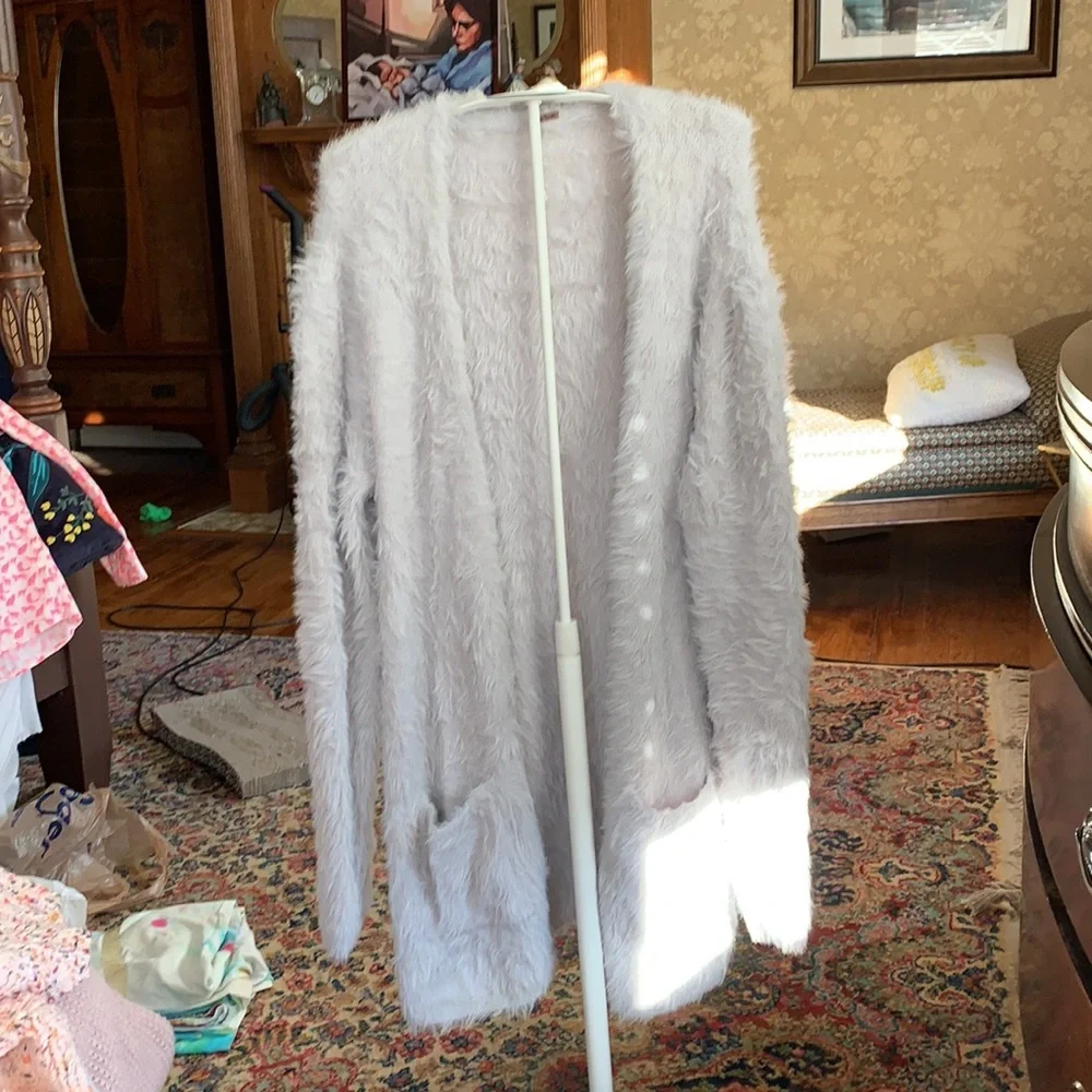 Free people long cotton, , spandex, angora blend cardigan.‎ NWOT. Retail 148